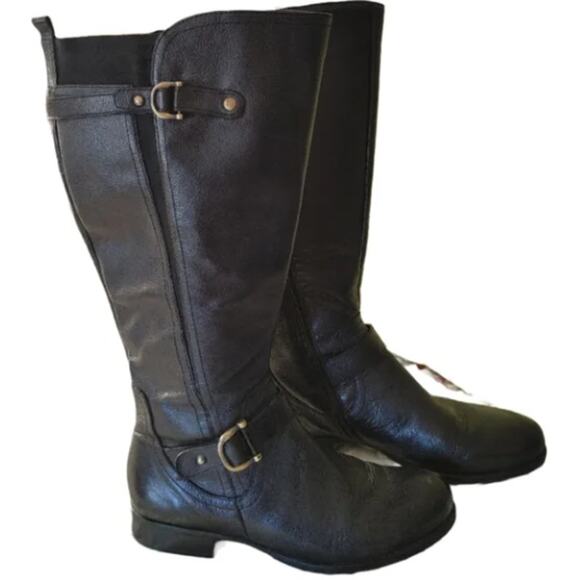 Naturalizer Joylynn Black Wide Calf Knee High Riding Boots size 8 - Picture 2 of 6